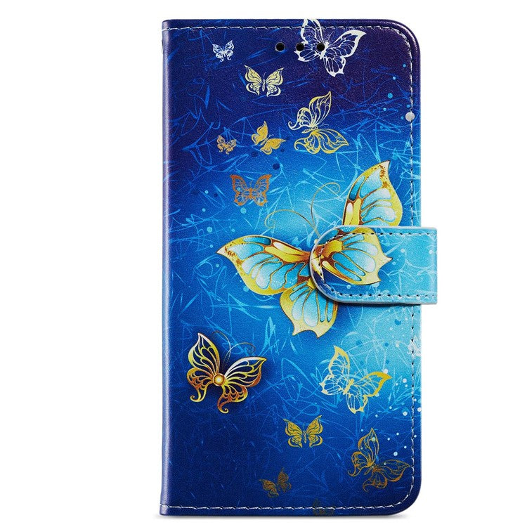 For Google Pixel 7 5G PU Leather Pattern Printing Phone Case Wallet Stand Flip Folio Cover - Golden Butterfly