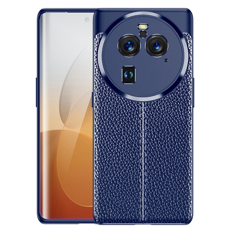 Soft TPU Phone Case for Oppo Find X6 Pro , Litchi Texture Protective Phone Cover - Blue