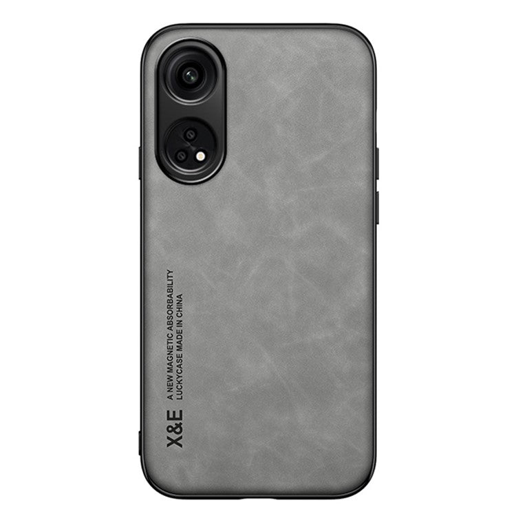 X&E For Oppo Reno8 T 4G Skin-touch Phone Case PU Leather Coated TPU+PC Smartphone Cover - Light Grey