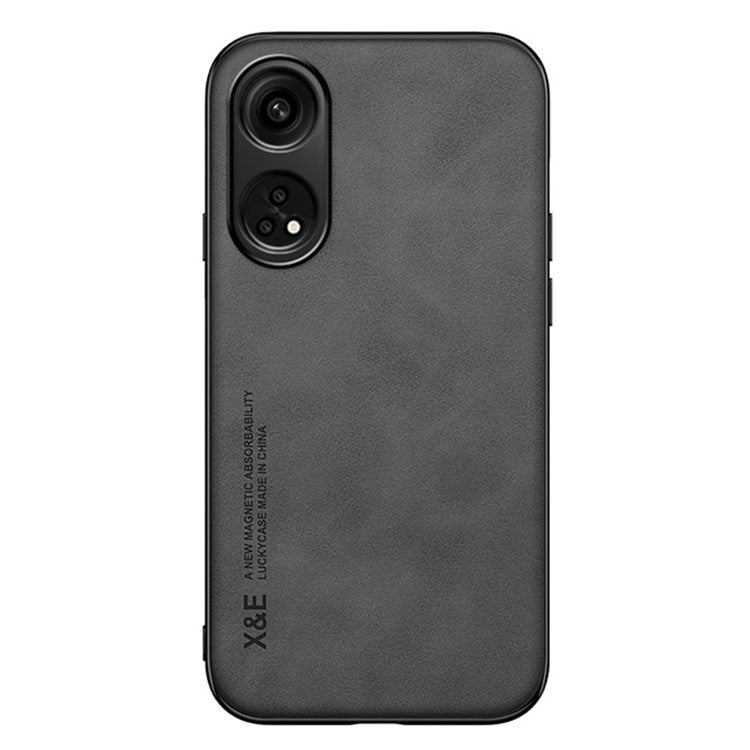 X&E For Oppo Reno8 T 4G Skin-touch Phone Case PU Leather Coated TPU+PC Smartphone Cover - Dark Grey