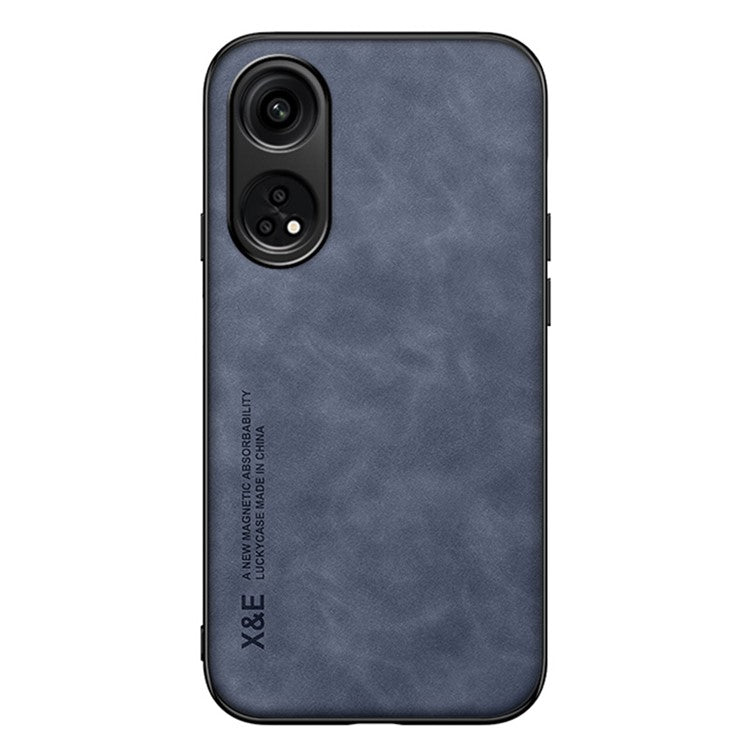 X&E For Oppo Reno8 T 4G Skin-touch Phone Case PU Leather Coated TPU+PC Smartphone Cover - Blue