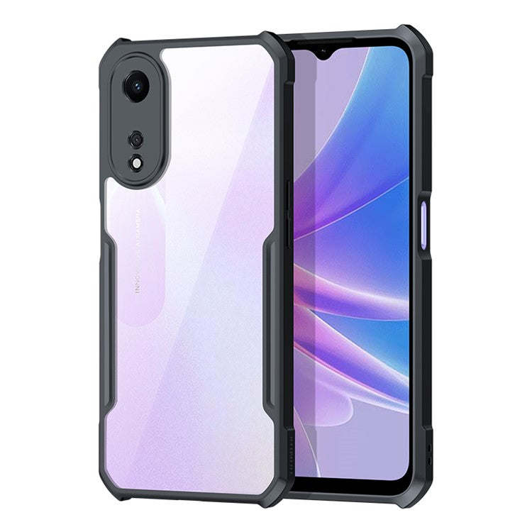 XUNDD For Oppo A78 5G Acrylic+TPU Cell Phone Case Drop-proof Protection Phone Cover - Black Transparent