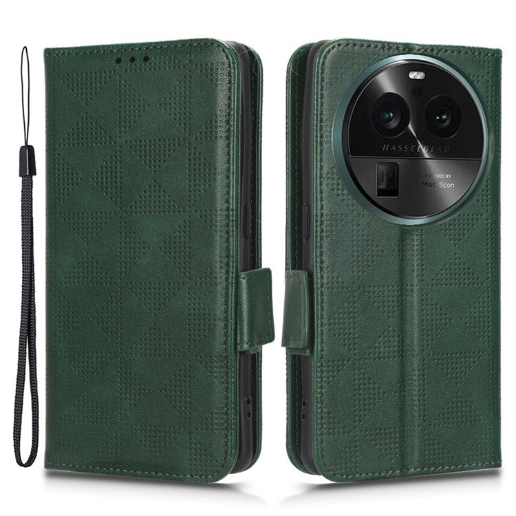 Shockproof PU Leather Phone Case for Oppo Find X6 , Imprinted Triangle Stand Wallet Cover - Green