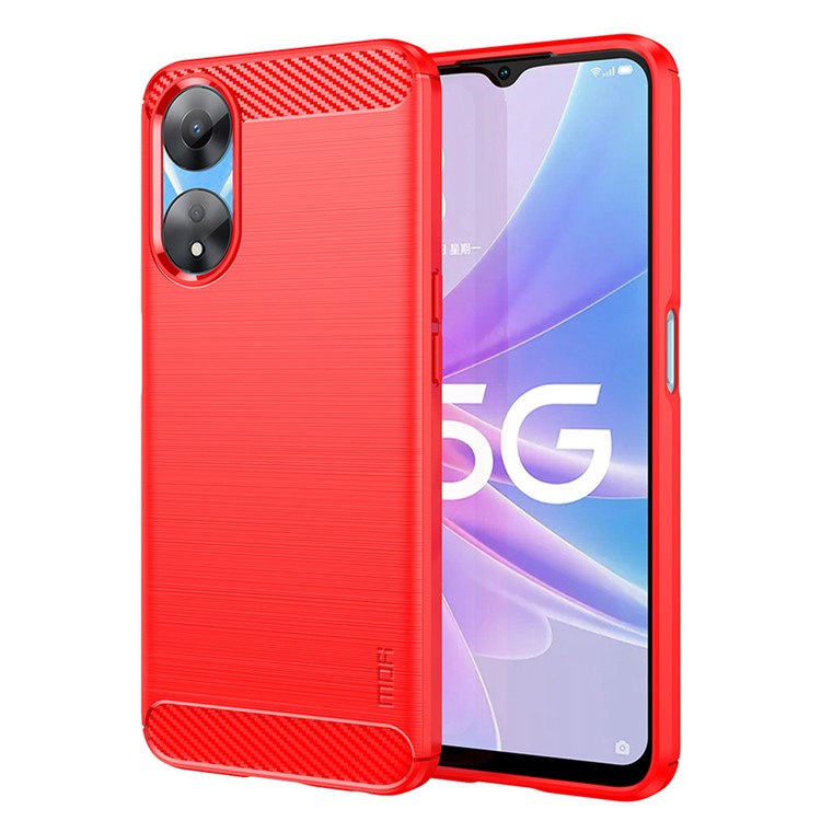 MOFI JK TPU Series-1 Carbon Fiber Back Cover for Oppo A58 5G / A58x 5G / A78 5G Brushed TPU Phone Shell - Red