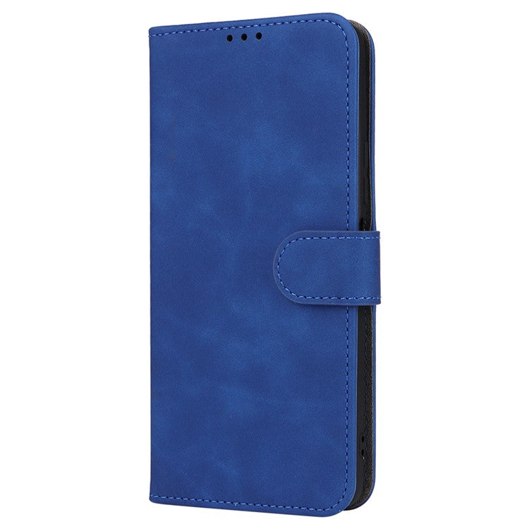 For vivo iQOO Z7 5G Skin-touch Leather Phone Case Wallet Stand Folio Flip Cover - Blue