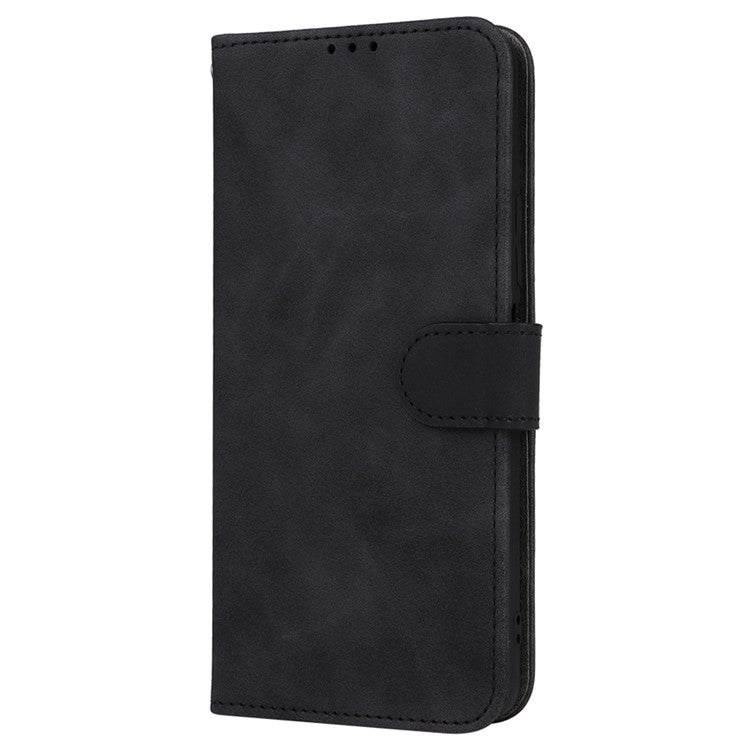 For vivo iQOO Z7 5G Skin-touch Leather Phone Case Wallet Stand Folio Flip Cover - Black