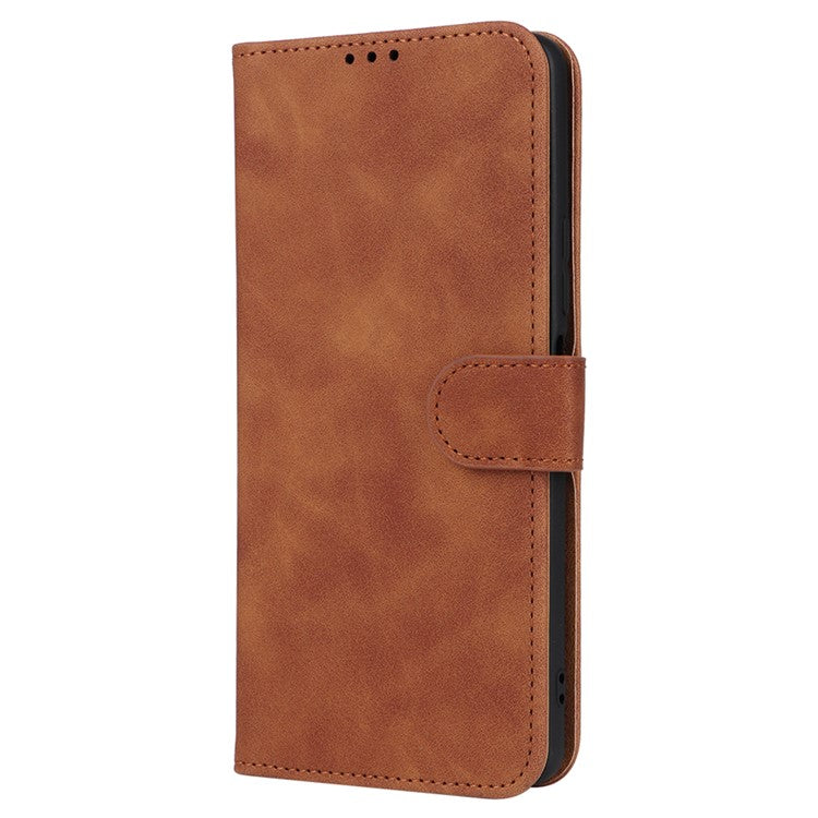 For vivo iQOO Z7 5G Skin-touch Leather Phone Case Wallet Stand Folio Flip Cover - Brown