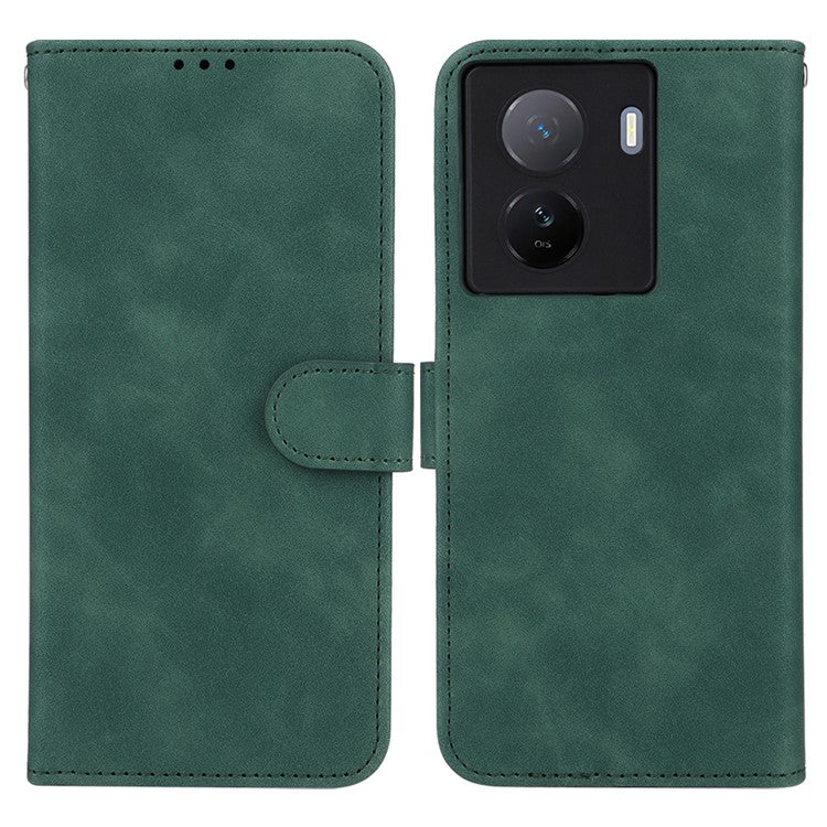 For vivo iQOO Z7 5G Skin-touch Leather Phone Case Wallet Stand Folio Flip Cover - Green