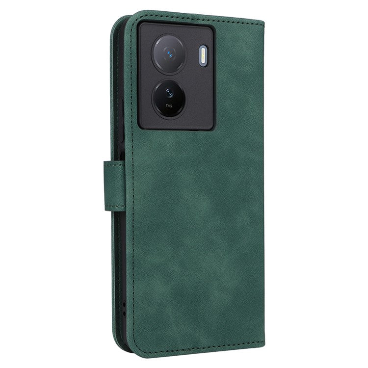 For vivo iQOO Z7 5G Skin-touch Leather Phone Case Wallet Stand Folio Flip Cover - Green