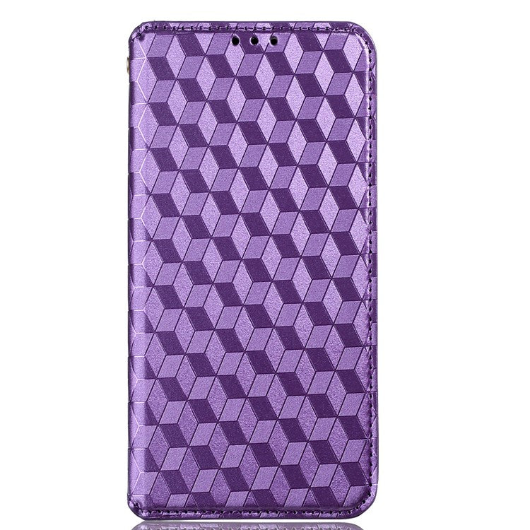 For vivo S16e 5G / V27e 4G PU Leather Phone Case Rhombus Pattern Imprinted Stand Wallet Flip Cover - Purple