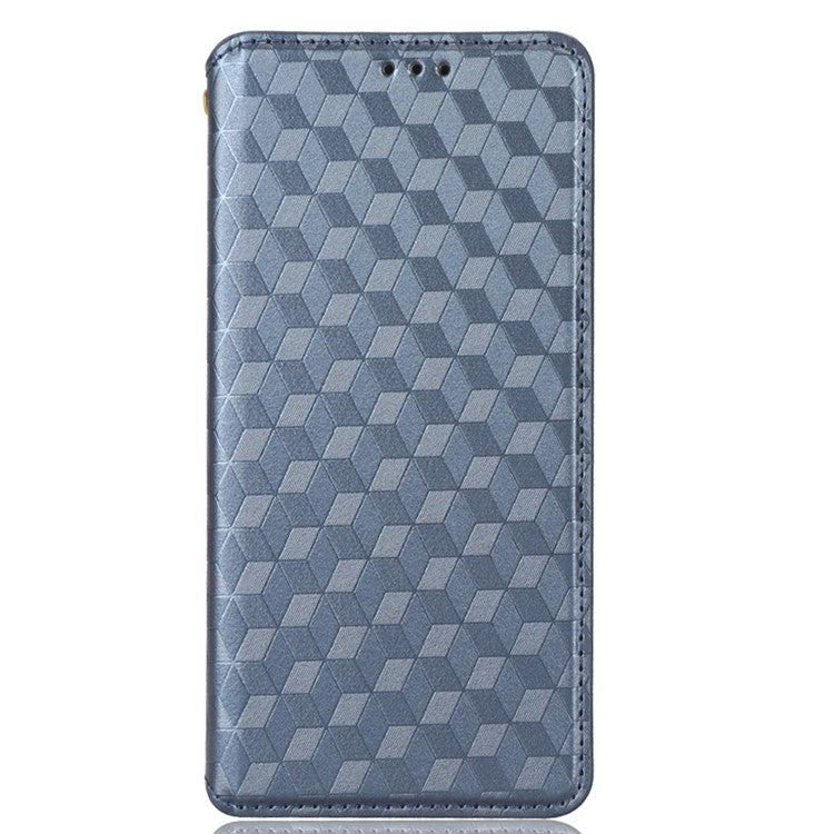 For vivo S16e 5G / V27e 4G PU Leather Phone Case Rhombus Pattern Imprinted Stand Wallet Flip Cover - Blue