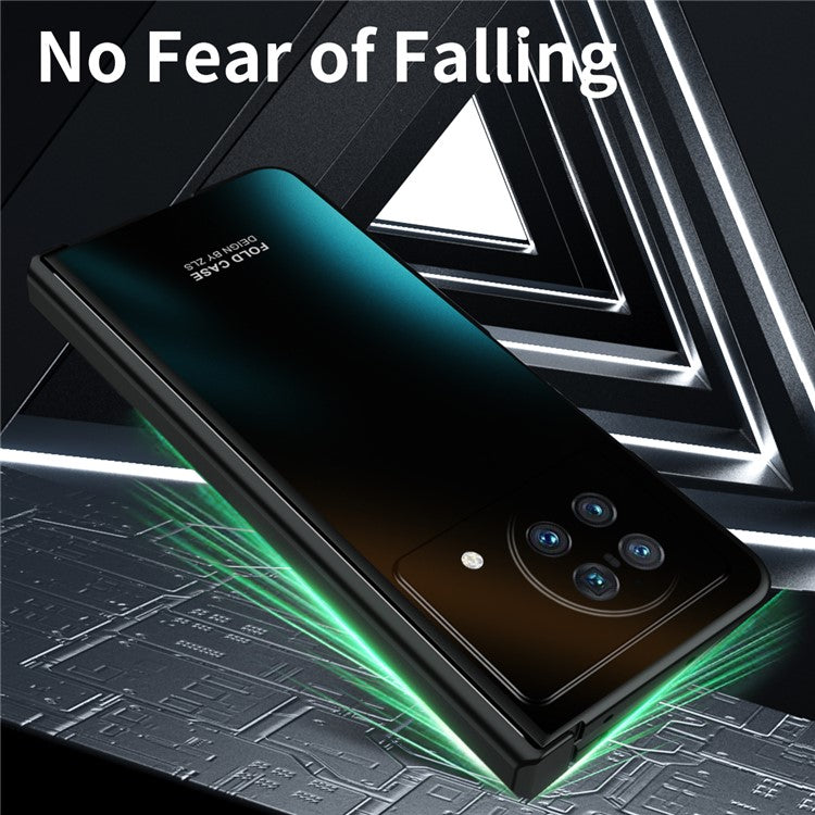 For vivo X Fold Hard PC Phone Case Anti-Drop Phone Shell Cover with Screen Protector - Green