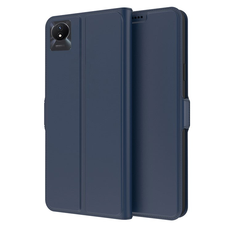 For vivo Y11 (2023) PU Leather Flip Cover Card Slot Stand Magnetic Protective Phone Case - Blue