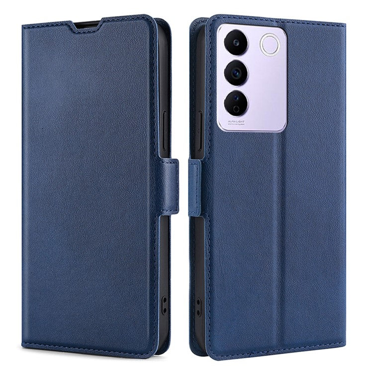 Protective Case for vivo S16e 5G PU Leather Flip Cover with Card Slot Stand Phone Shell - Blue