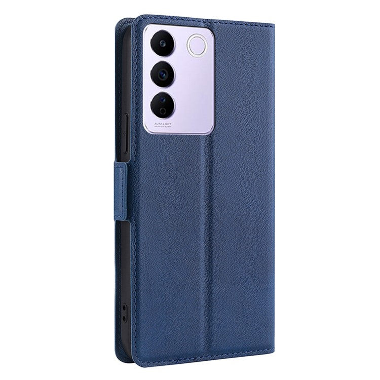 Protective Case for vivo S16e 5G PU Leather Flip Cover with Card Slot Stand Phone Shell - Blue