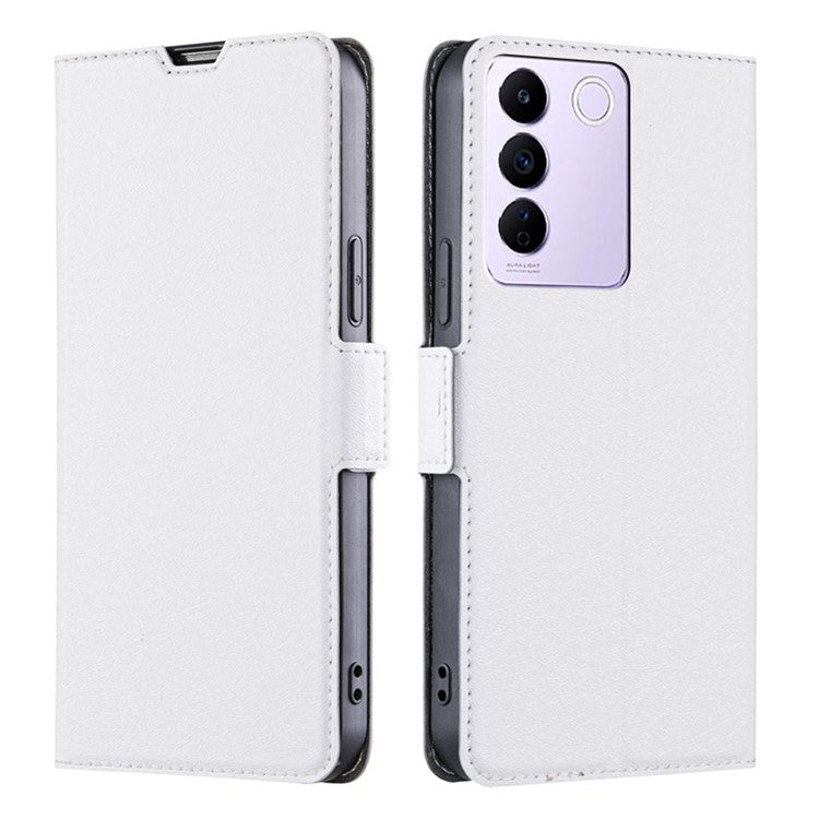 Protective Case for vivo S16e 5G PU Leather Flip Cover with Card Slot Stand Phone Shell - White