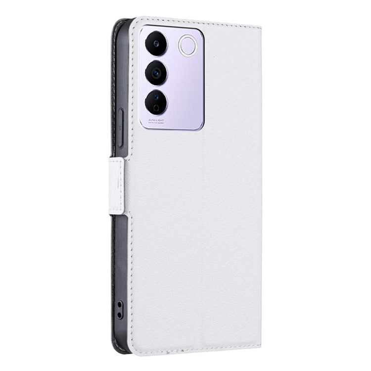 Protective Case for vivo S16e 5G PU Leather Flip Cover with Card Slot Stand Phone Shell - White