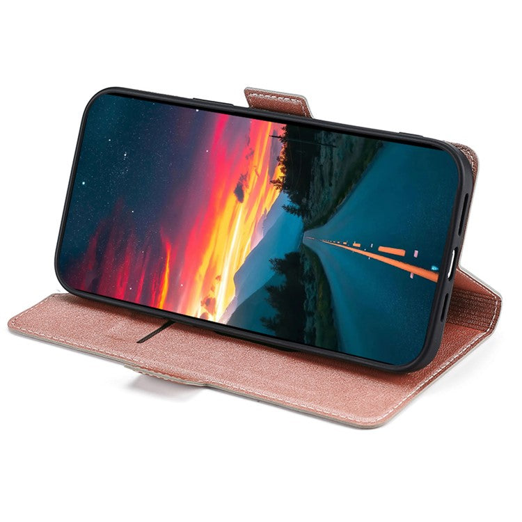 Protective Case for vivo S16e 5G PU Leather Flip Cover with Card Slot Stand Phone Shell - Rose Gold