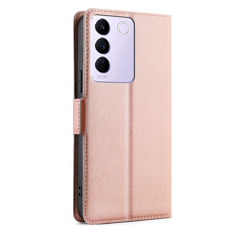 Protective Case for vivo S16e 5G PU Leather Flip Cover with Card Slot Stand Phone Shell - Rose Gold