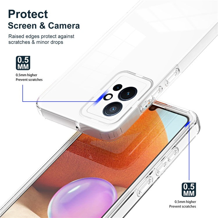 For vivo Y30 / Y33s / T1 / Y75 / Y55 5G 3-in-1 Transparent Phone Cover TPU + PC Camera Protection Back Case - White