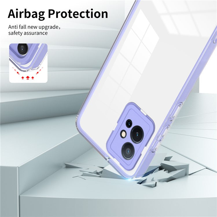 For vivo Y30 / Y33s / T1 / Y75 / Y55 5G 3-in-1 Transparent Phone Cover TPU + PC Camera Protection Back Case - Purple