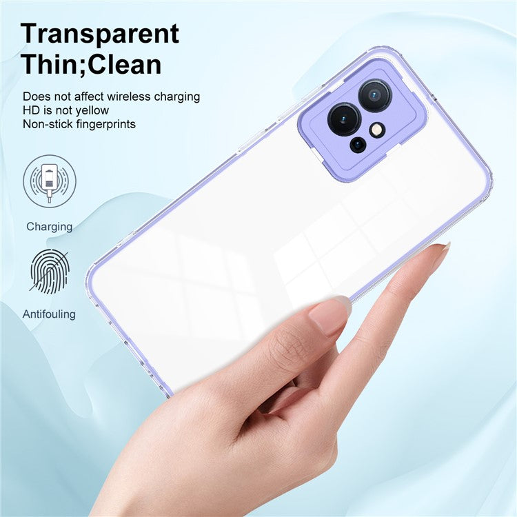 For vivo Y30 / Y33s / T1 / Y75 / Y55 5G 3-in-1 Transparent Phone Cover TPU + PC Camera Protection Back Case - Purple