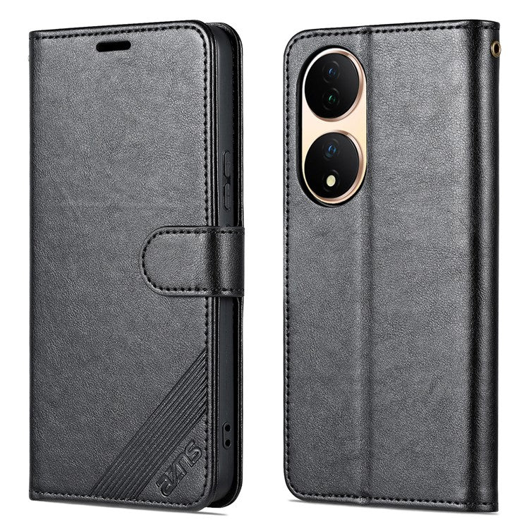 AZNS Phone Case for vivo Y100 5G PU Leather Mobile Phone Cover Stand Wallet Protective Shell - Black