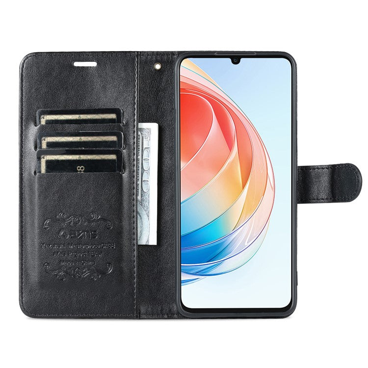 AZNS Phone Case for vivo Y100 5G PU Leather Mobile Phone Cover Stand Wallet Protective Shell - Black