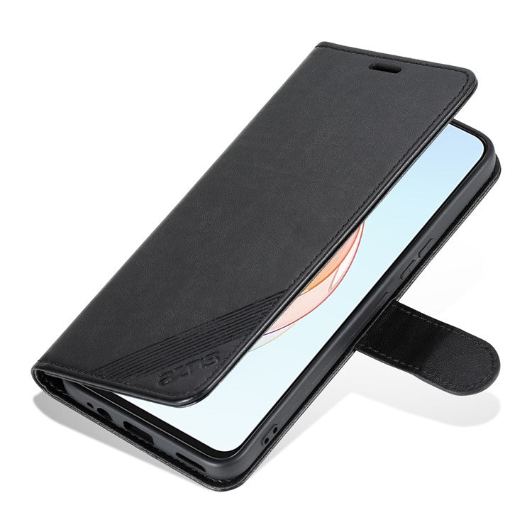 AZNS Phone Case for vivo Y100 5G PU Leather Mobile Phone Cover Stand Wallet Protective Shell - Black