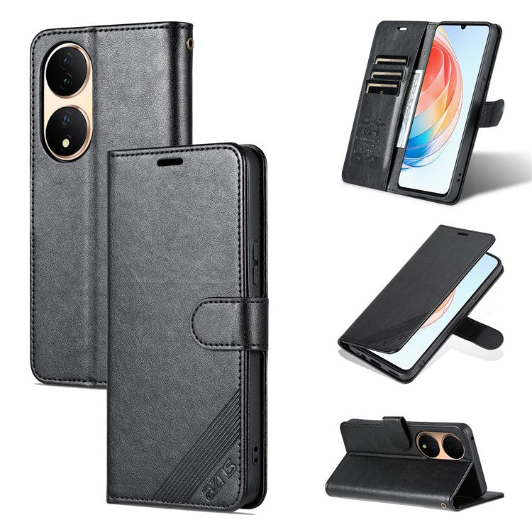 AZNS Phone Case for vivo Y100 5G PU Leather Mobile Phone Cover Stand Wallet Protective Shell - Black