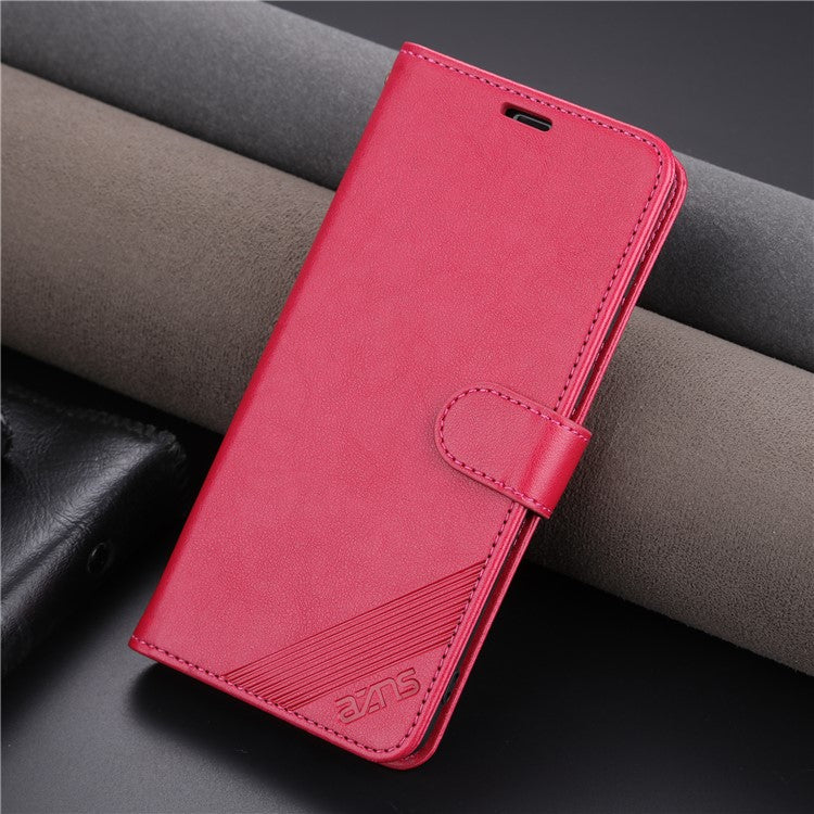 AZNS Phone Case for vivo Y100 5G PU Leather Mobile Phone Cover Stand Wallet Protective Shell - Red