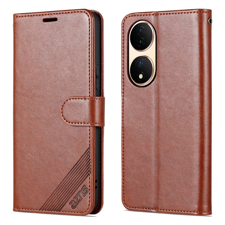 AZNS Phone Case for vivo Y100 5G PU Leather Mobile Phone Cover Stand Wallet Protective Shell - Brown