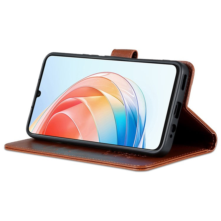 AZNS Phone Case for vivo Y100 5G PU Leather Mobile Phone Cover Stand Wallet Protective Shell - Brown