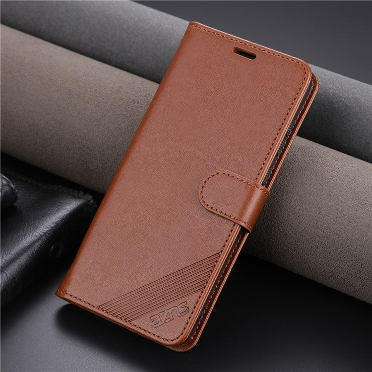 AZNS Phone Case for vivo Y100 5G PU Leather Mobile Phone Cover Stand Wallet Protective Shell - Brown