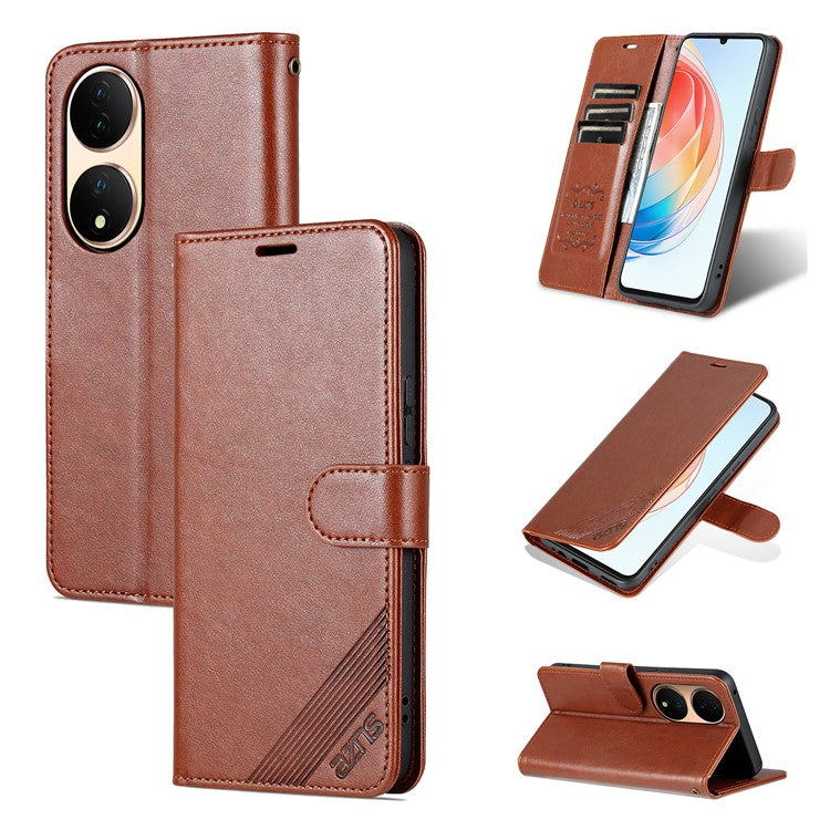 AZNS Phone Case for vivo Y100 5G PU Leather Mobile Phone Cover Stand Wallet Protective Shell - Brown