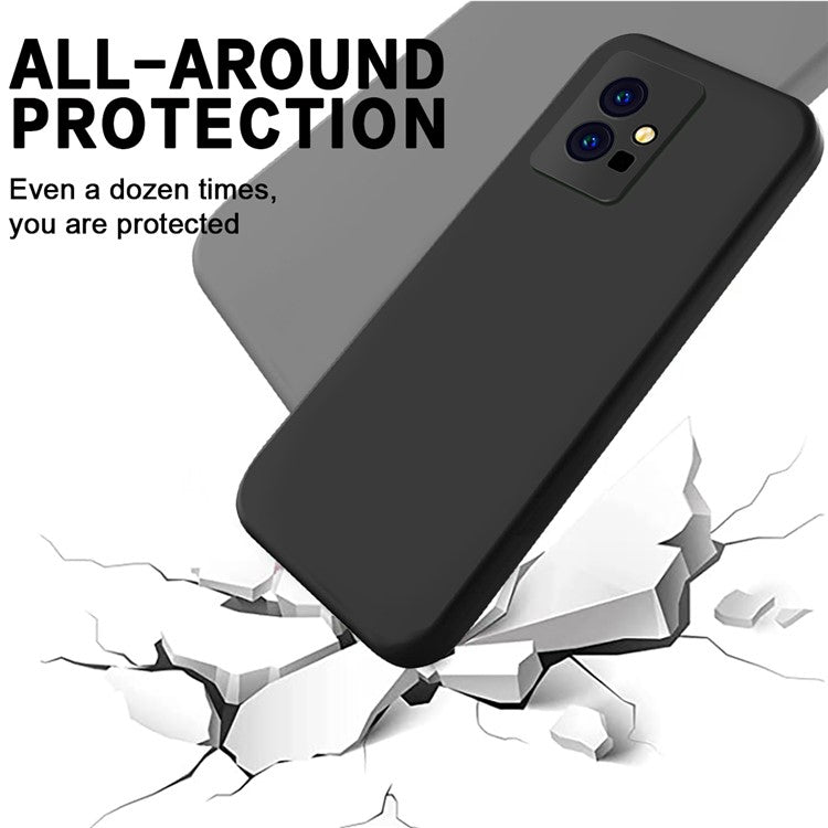 For vivo Y75 5G / Y55 5G / Y33s 5G / Y30 5G / Y55s 5G Liquid Silicone Phone Case Protective Cover with Strap - Black