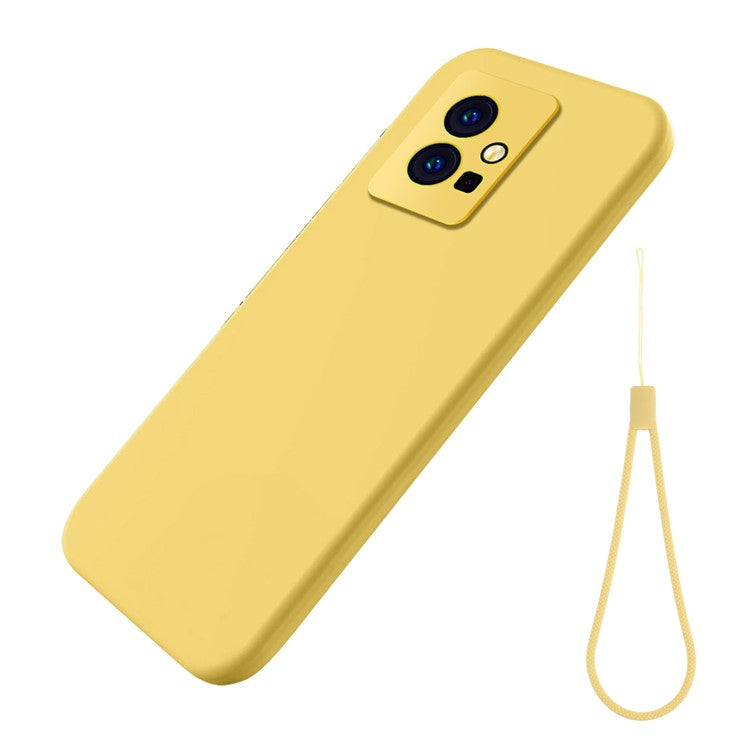 For vivo Y75 5G / Y55 5G / Y33s 5G / Y30 5G / Y55s 5G Liquid Silicone Phone Case Protective Cover with Strap - Yellow