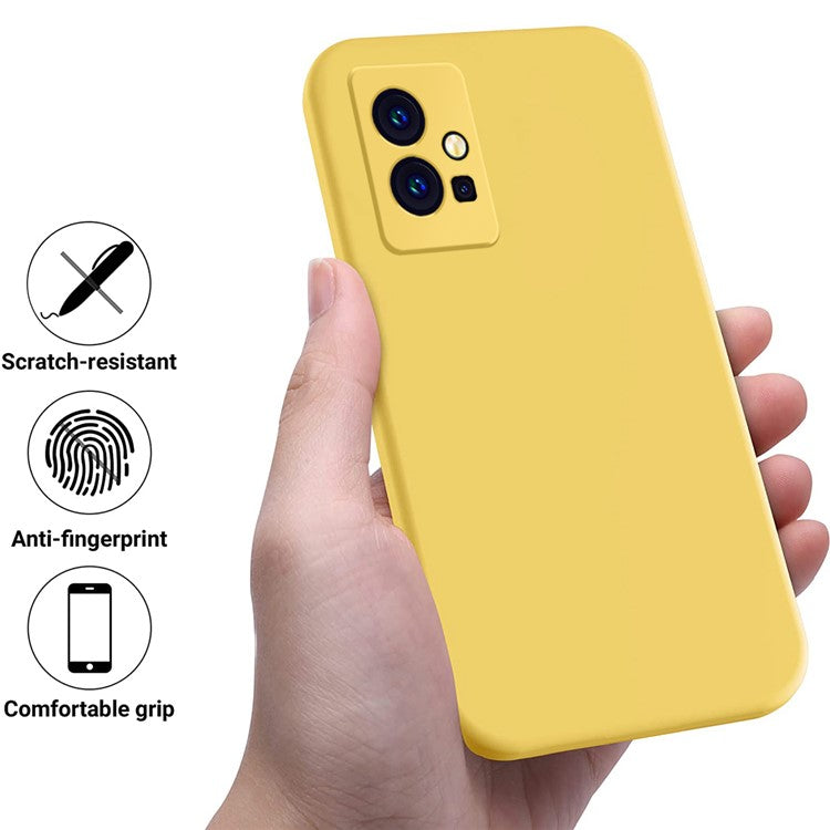 For vivo Y75 5G / Y55 5G / Y33s 5G / Y30 5G / Y55s 5G Liquid Silicone Phone Case Protective Cover with Strap - Yellow