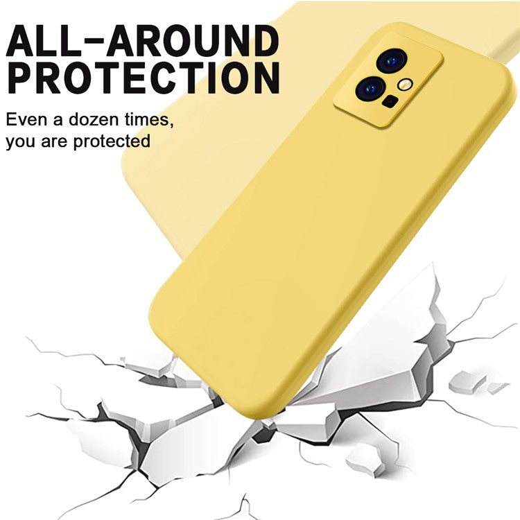 For vivo Y75 5G / Y55 5G / Y33s 5G / Y30 5G / Y55s 5G Liquid Silicone Phone Case Protective Cover with Strap - Yellow