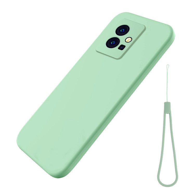 For vivo Y75 5G / Y55 5G / Y33s 5G / Y30 5G / Y55s 5G Liquid Silicone Phone Case Protective Cover with Strap - Green