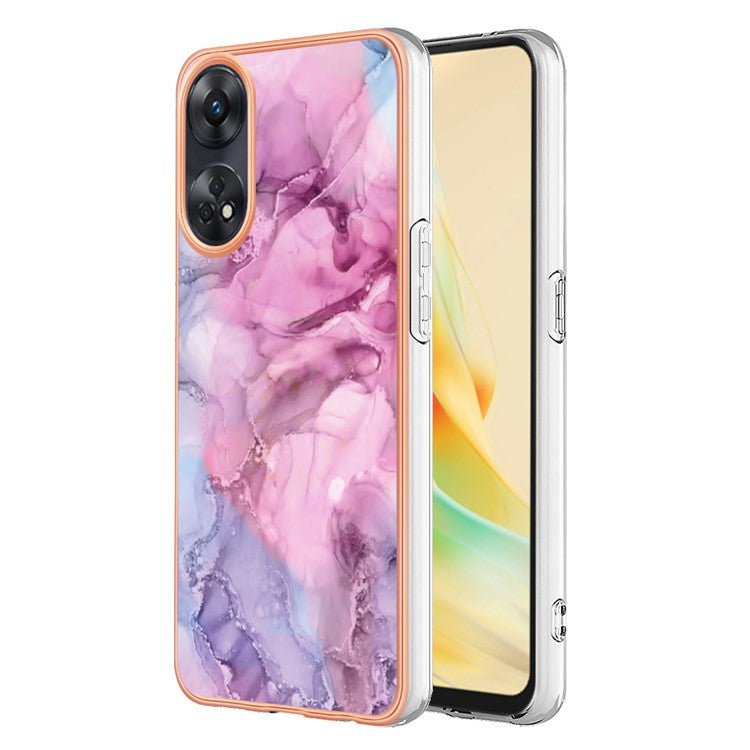 YB IMD Series-16 Style E 2.0mm TPU Phone Case for Oppo Reno8 T 4G , Electroplating IMD Marble Pattern Cover - Rose