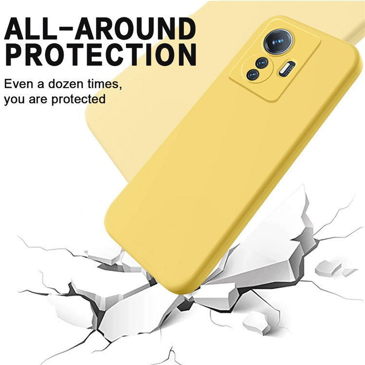 For vivo Y77 5G / Y77e 5G / iQOO Z6 Lite 5G Liquid Silicone Anti-drop Phone Case Soft Lining Protective Cover with Strap - Yellow