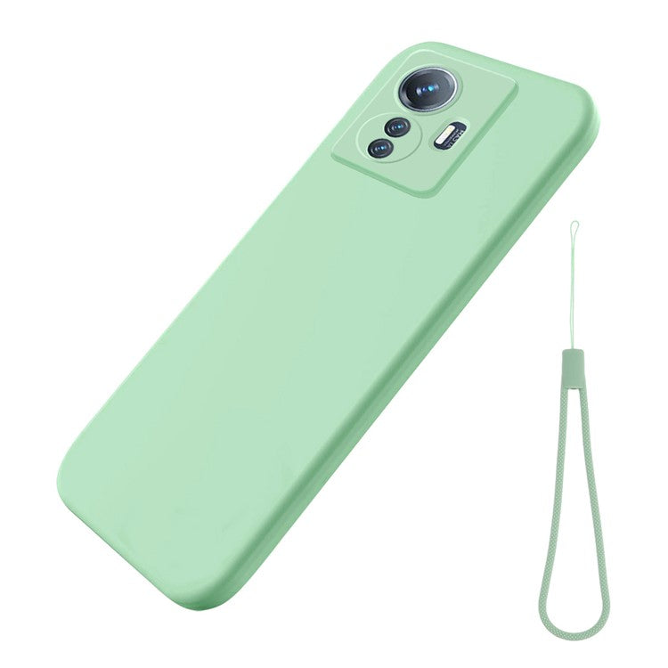 For vivo Y77 5G / Y77e 5G / iQOO Z6 Lite 5G Liquid Silicone Anti-drop Phone Case Soft Lining Protective Cover with Strap - Green