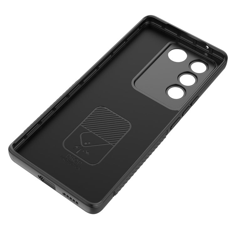 For vivo S16 / S16 Pro TPU Phone Case Kickstand Rugged Phone Cover Skin-Touch Slim Phone Shell - Black