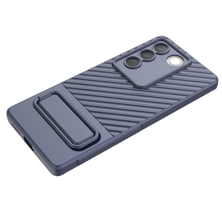 For vivo S16 / S16 Pro TPU Phone Case Kickstand Rugged Phone Cover Skin-Touch Slim Phone Shell - Dark Blue