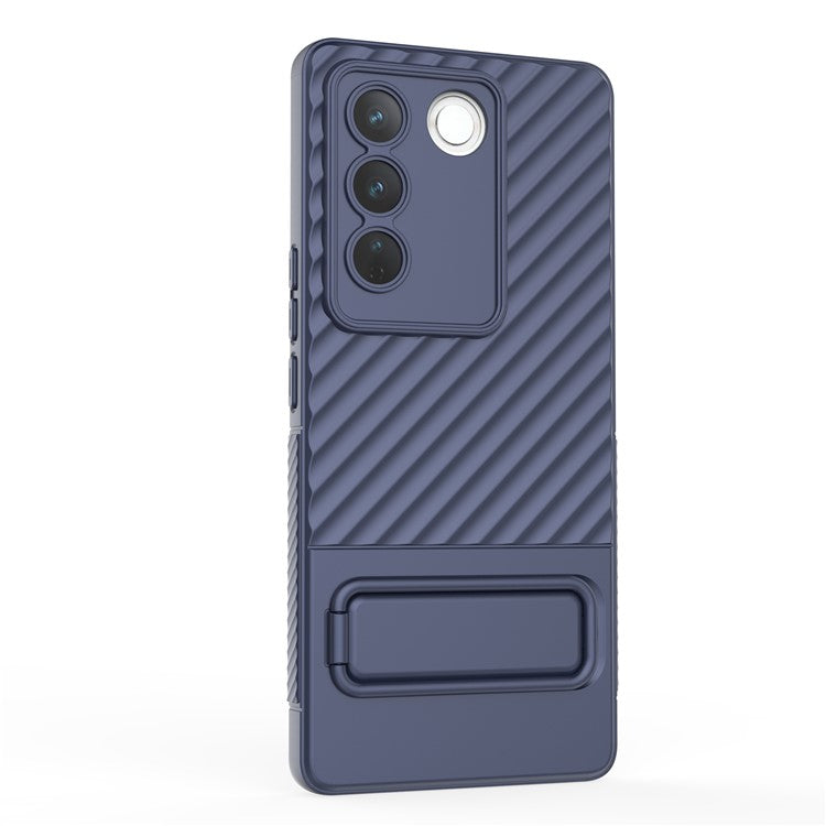 For vivo S16 / S16 Pro TPU Phone Case Kickstand Rugged Phone Cover Skin-Touch Slim Phone Shell - Dark Blue