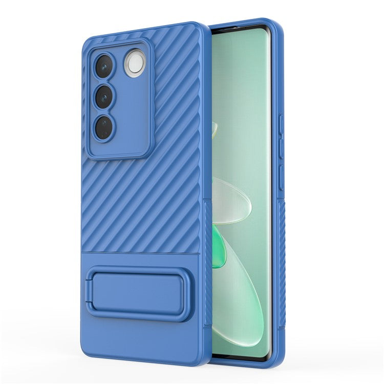 For vivo S16 / S16 Pro TPU Phone Case Kickstand Rugged Phone Cover Skin-Touch Slim Phone Shell - Baby Blue