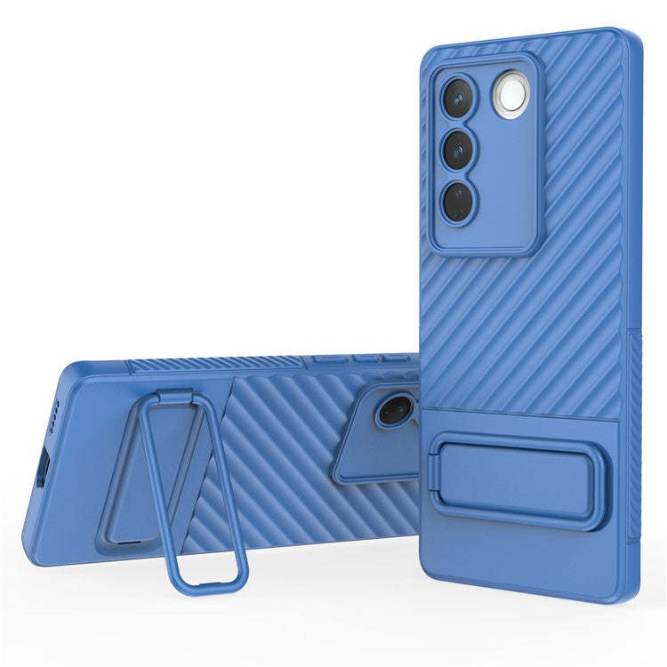 For vivo S16 / S16 Pro TPU Phone Case Kickstand Rugged Phone Cover Skin-Touch Slim Phone Shell - Baby Blue