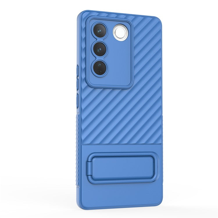 For vivo S16 / S16 Pro TPU Phone Case Kickstand Rugged Phone Cover Skin-Touch Slim Phone Shell - Baby Blue