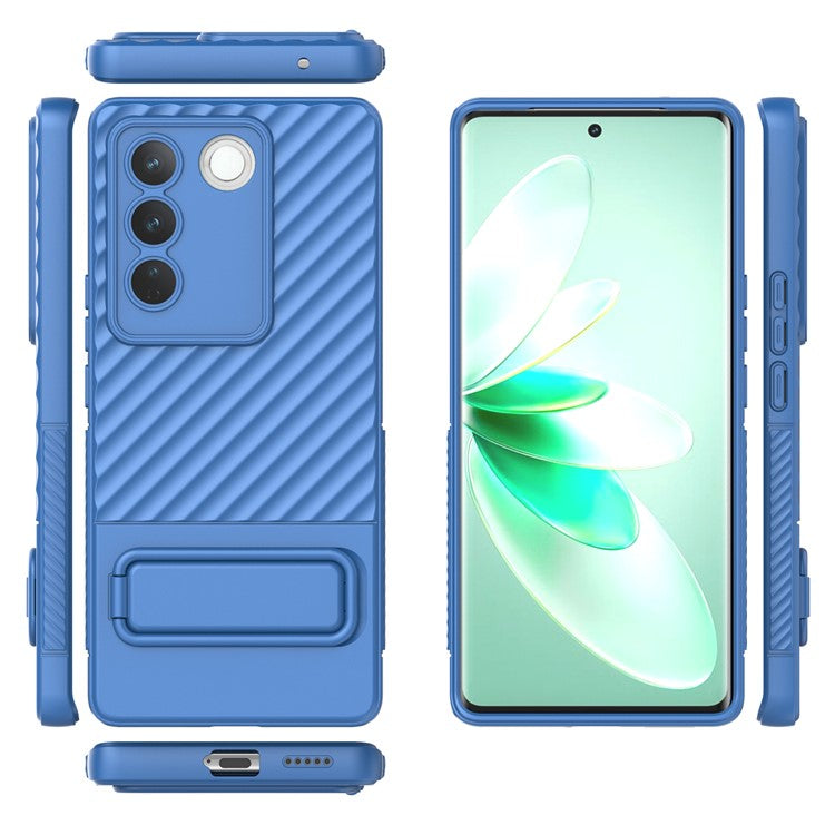 For vivo S16 / S16 Pro TPU Phone Case Kickstand Rugged Phone Cover Skin-Touch Slim Phone Shell - Baby Blue